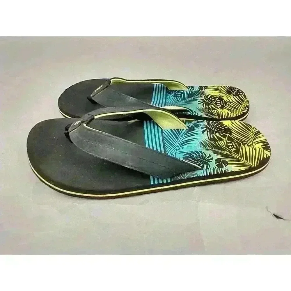 Reef Boys Kids Pool Beach Flip Flops‎ Thongs Sandals Blue Aqua Green 3 US